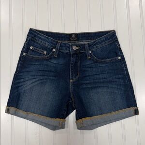 Just Black Denim Shorts Dark Wash Stretch Mid Rise Cuffed Size XS